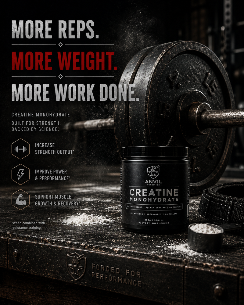Creatine Monohydrate for more reps, more weight, and increased exercise output